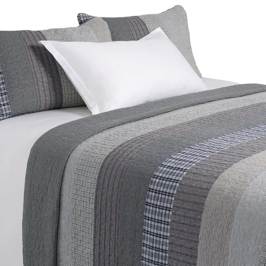 Edward Striped Reversible Quilt Set