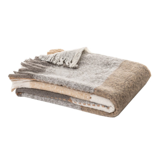 Grey and Taupe Checkered Throw