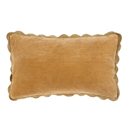 Gold 21x12 Velvet Scallop Pillow Gold
