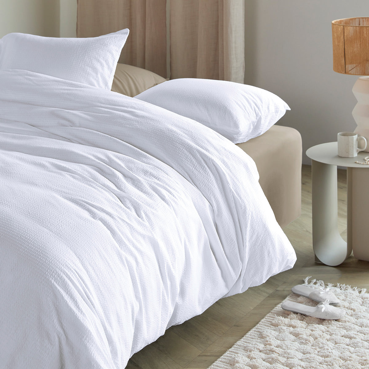 Waffle White Duvet Cover
