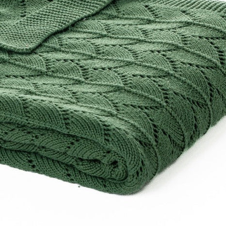 Amarok dark green knit throw