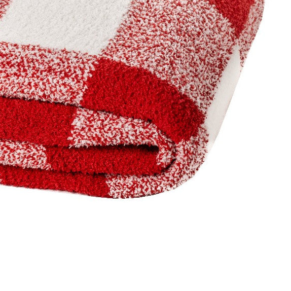 Bo Red and Ivory plaid Throw