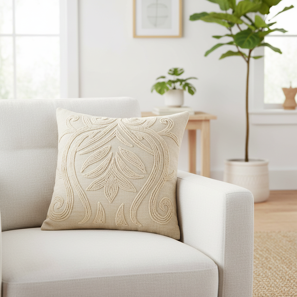 Boucle Lotus Pillow – Summer Living Room