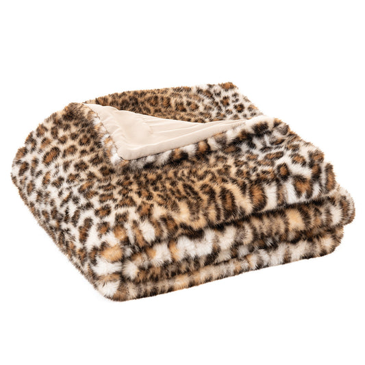 Brown Cheetah Print Faux Fur Throw