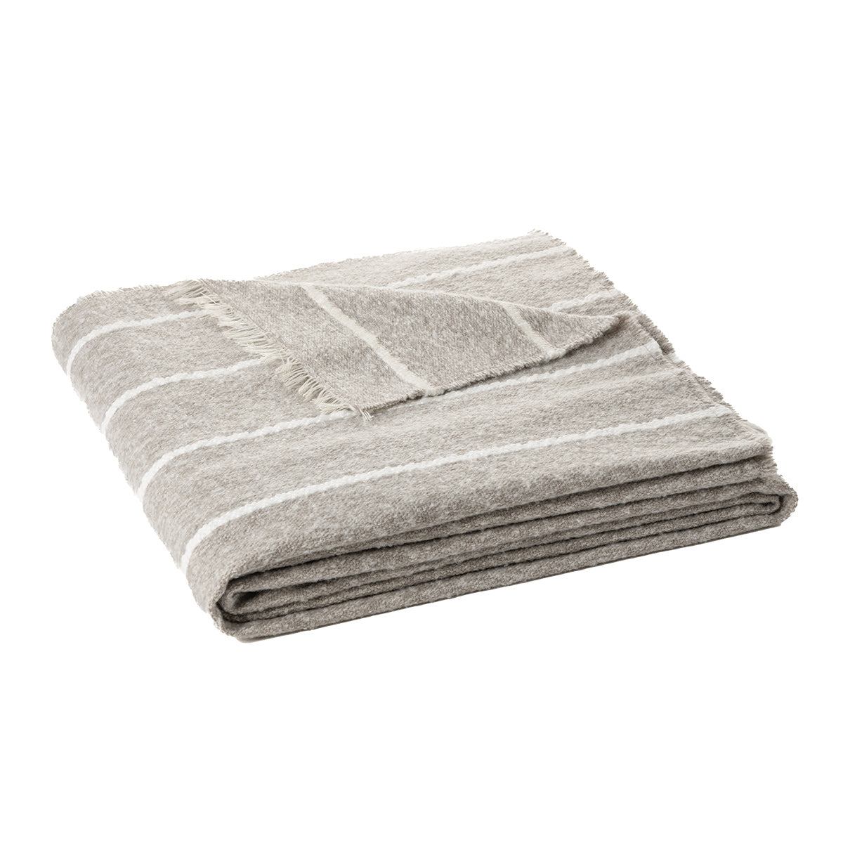 Grey and White Striped Throw