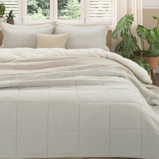 Tagliatelle Natural Striped Reversible Quilt