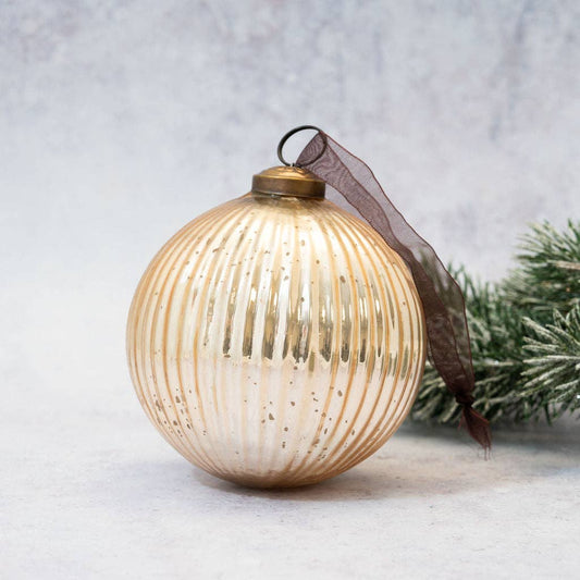 4" Champagne Glass Ribbed Ball Decoration