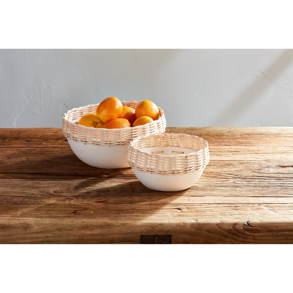 Paper Mache & Rattan Bowl, Small