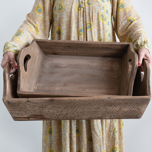 Handled Large Wood Tray