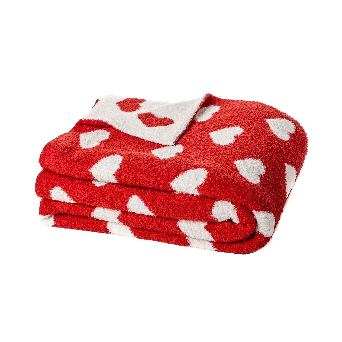 Ivory Throw with Red Hearts