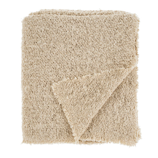 Sable Fringe Bed Blanket Natural