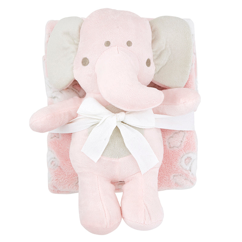 Pink Elephant Blanket Set