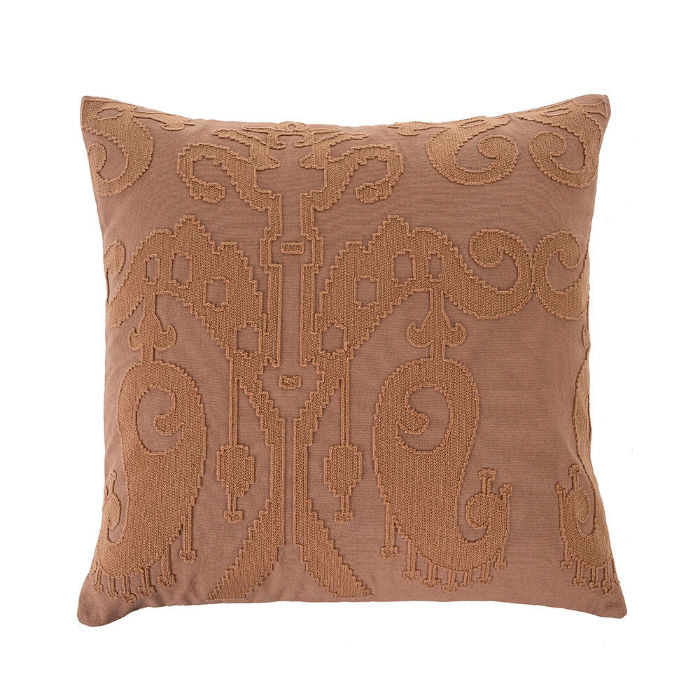 Embroidered Ikat Pillow, Terracotta