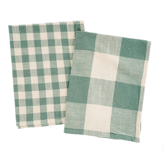 Gingham Check Tea Towels, Turquoise