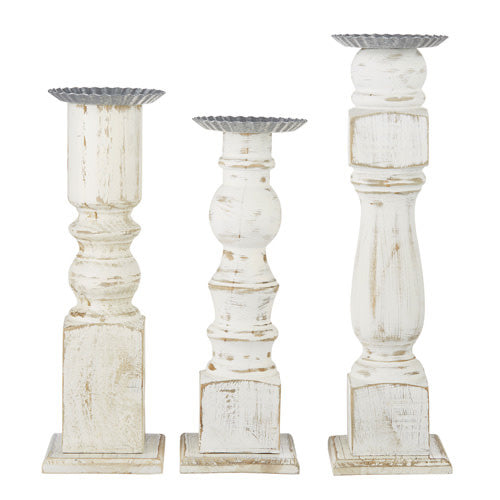 Distressed White Candle Holders (Multiple Sizes)