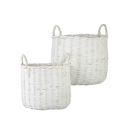 White Handled Wicker Baskets