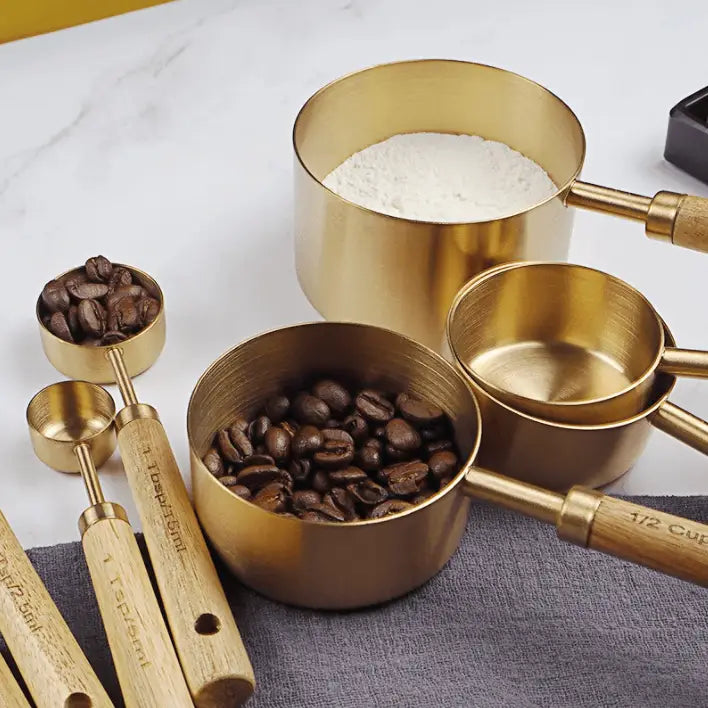 Gold Stainless Steel Measuring Cup Set
