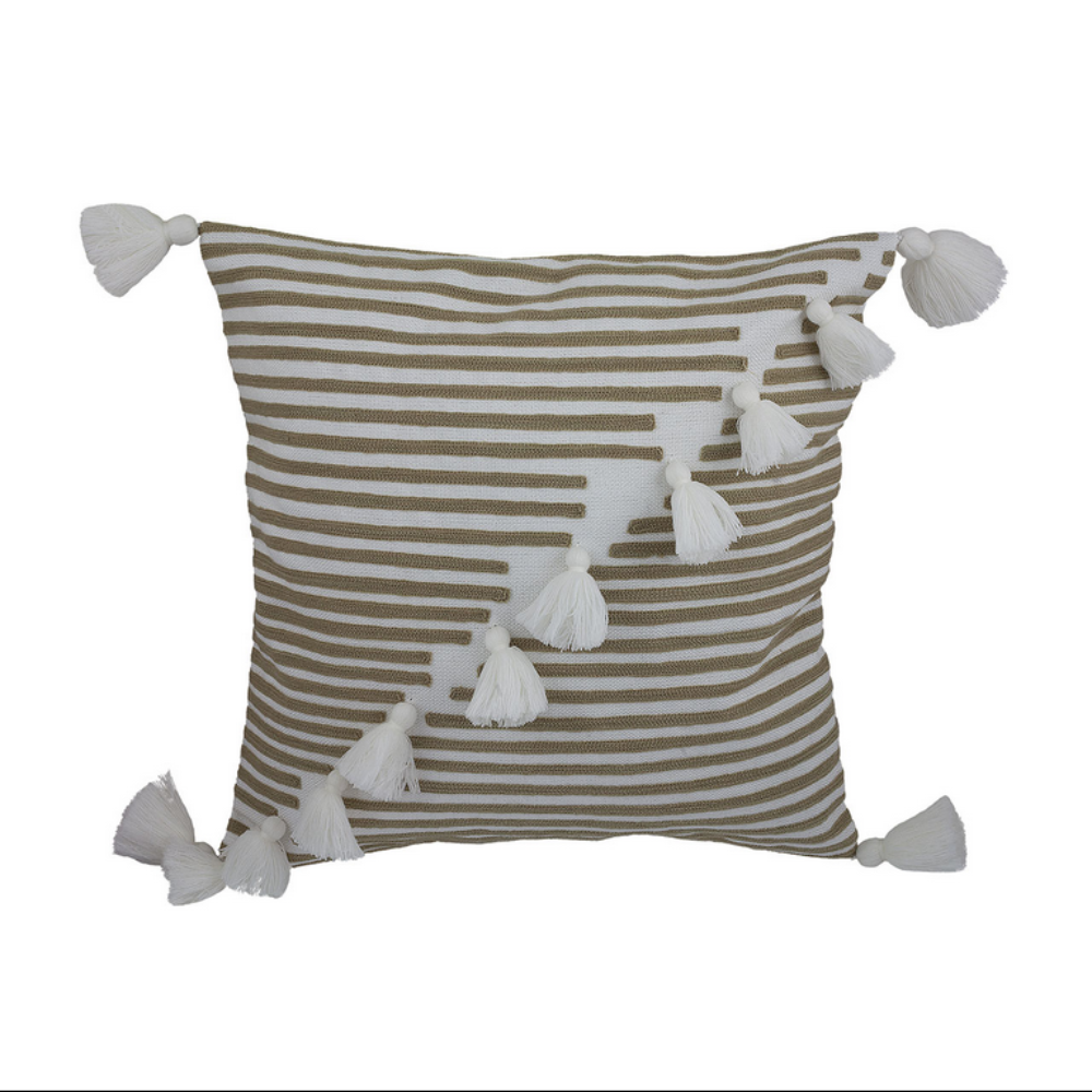 Stripes with Tassels Outdoor Pillow