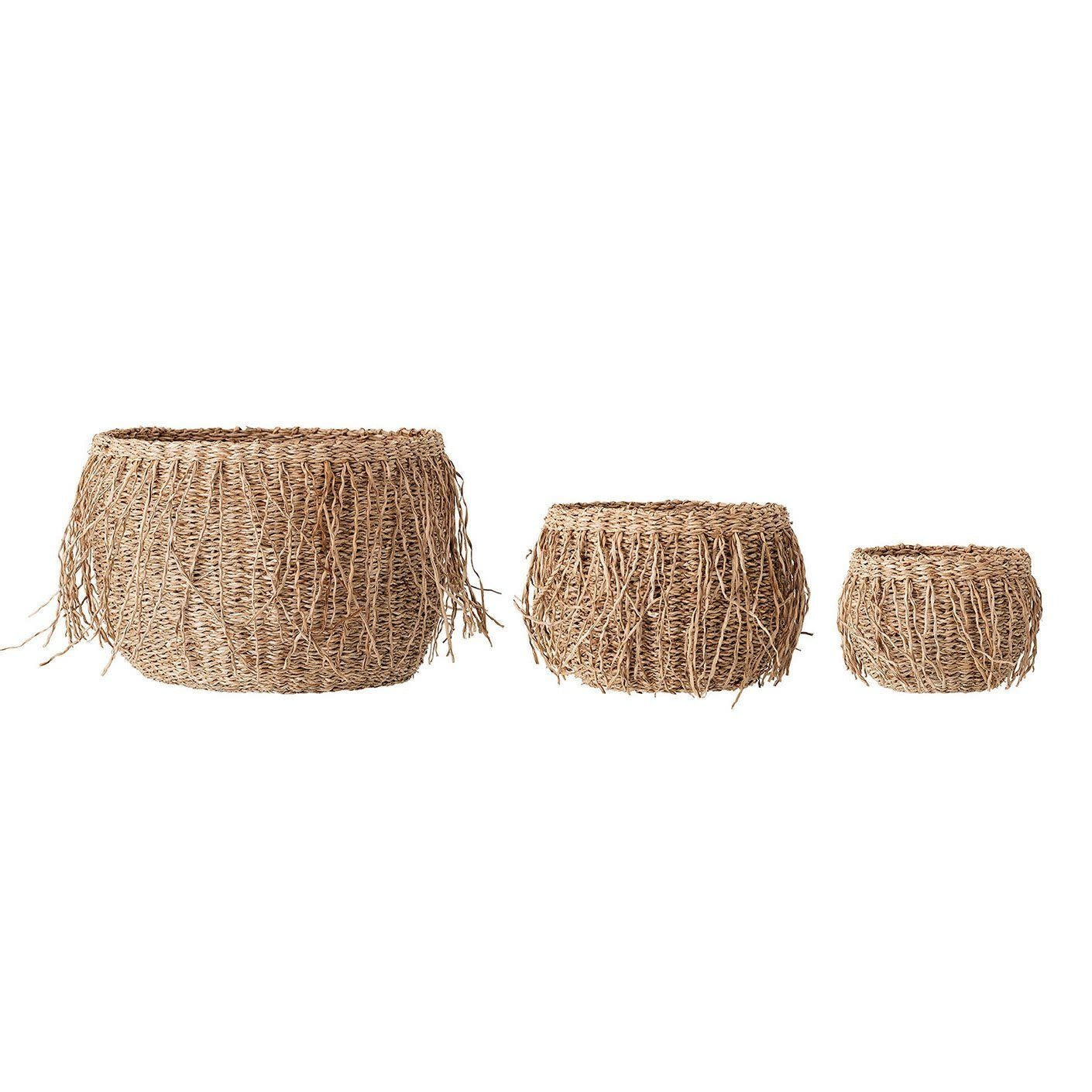 Woven Sea Grass Basket with Fringe (Multiple Sizes)