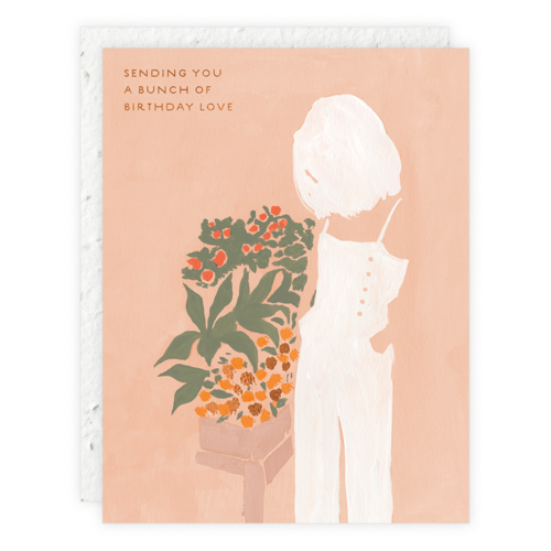 Girl And Flowers Greeting Card